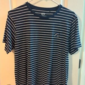 Disney Navy and White Striped Short Sleeve Tee
